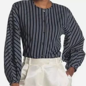 Club Monaco blue stripe dolman puff sleeve blouse
